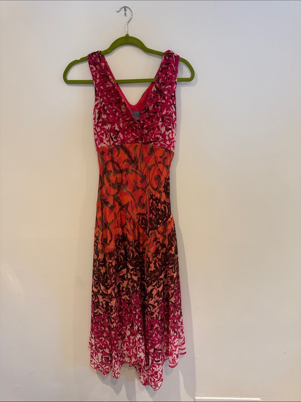 Rabbit Rabbit Rabbit Pink and Orange Floral V-Neck Midi Dress